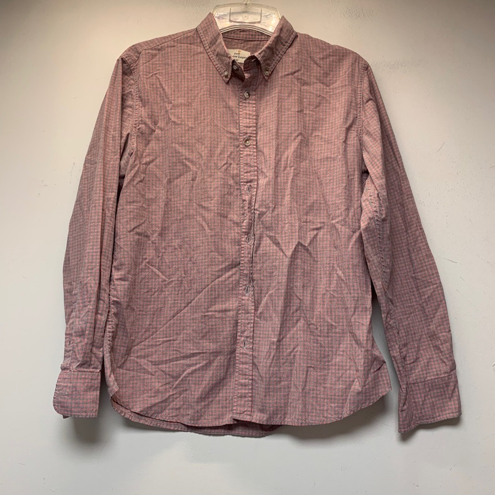 Marine Layer Button Down Shirt Mens Medium Red Grey Excellent Gingham Check